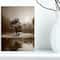 Designart - Alone Tree on Island in Sepia - Extra Large Wall Art Landscape